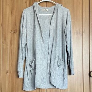 Lucky Brand Hooded Long Cardigan Gray M GUC
